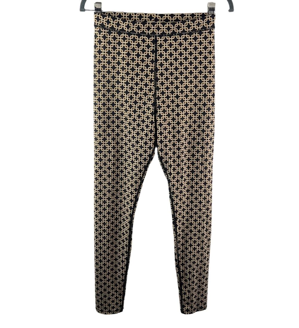 Richard Allan x H&M Brown Yellow Leggings Geometric High-Rise Pull-On Sz Medium